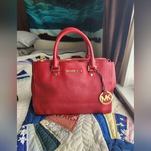 Michael Kors SUTTON Cherry Medium Satchel Saffiano Leather
